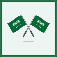 Flag of Saudi Arabia Cartoon Vector Illustration. Saudi Arabia Flag Flat Icon Outline