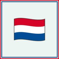 Netherlands Flag Cartoon Vector Illustration. Flag of Netherlands Flat Icon Outline. National Netherlands Flag