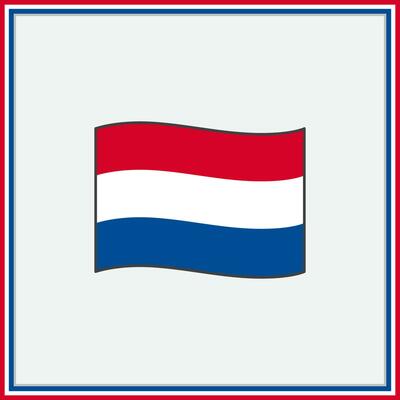 Netherlands Flag Cartoon Vector Illustration. Flag of Netherlands Flat Icon Outline. National Netherlands Flag