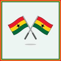 Flag of Ghana Cartoon Vector Illustration. Ghana Flag Flat Icon Outline