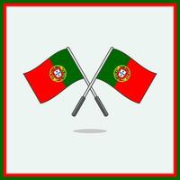 Flag of Portugal Cartoon Vector Illustration. Portugal Flag Flat Icon Outline