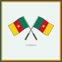 Flag of Cameroon Cartoon Vector Illustration. Cameroon Flag Flat Icon Outline