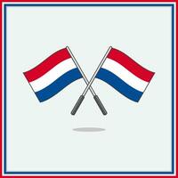 Flag of Netherlands Cartoon Vector Illustration. Netherlands Flag Flat Icon Outline