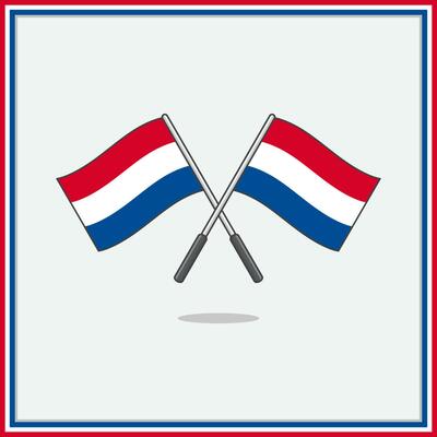 Flag of Netherlands Cartoon Vector Illustration. Netherlands Flag Flat Icon Outline