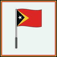 East Timor Flag Cartoon Vector Illustration. Flag of East Timor Flat Icon Outline