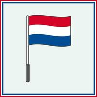 Netherlands Flag Cartoon Vector Illustration. Flag of Netherlands Flat Icon Outline