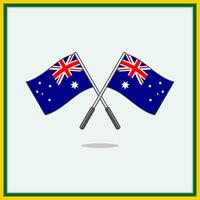 Flag of Australia Cartoon Vector Illustration. Australia Flag Flat Icon Outline