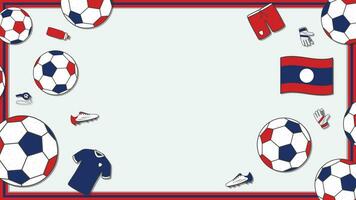 Football Background Design Template. Football Cartoon Vector Illustration. Sport In Laos