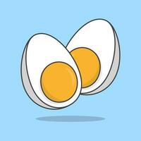 Slice Of Boiled Egg Cartoon Vector Illustration. Fresh Boiled Egg Flat Icon Outline. Boiled Egg