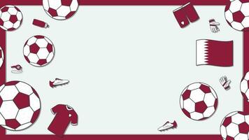 Football Background Design Template. Football Cartoon Vector Illustration. Sport In Qatar