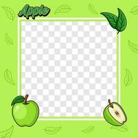 Green apple fruit photo frame cover background design vector