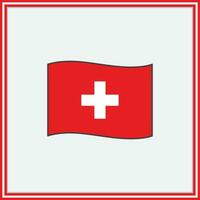 Switzerland Flag Cartoon Vector Illustration. Flag of Switzerland Flat Icon Outline. National Switzerland Flag