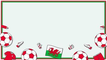 Football Background Design Template. Football Cartoon Vector Illustration. Soccer In Wales