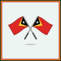 Flag of East Timor Cartoon Vector Illustration. East Timor Flag Flat Icon Outline