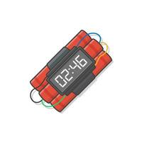 Dynamite Bomb With Timer Is Ready To Explode Vector Icon Illustration. Explosive Dynamite, Grenade, And Bomb Icon