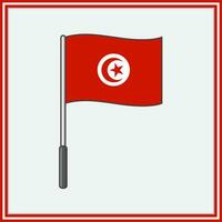 Tunisia Flag Cartoon Vector Illustration. Flag of Tunisia Flat Icon Outline