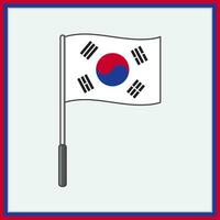 South Korea Flag Cartoon Vector Illustration. Flag of South Korea Flat Icon Outline