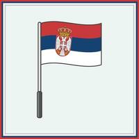 Serbia Flag Cartoon Vector Illustration. Flag of Serbia Flat Icon Outline