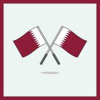 Flag of Qatar Cartoon Vector Illustration. Qatar Flag Flat Icon Outline