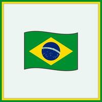 Brazil Flag Cartoon Vector Illustration. Flag of Brazil Flat Icon Outline. National Brazil Flag