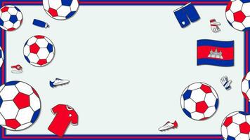 Football Background Design Template. Football Cartoon Vector Illustration. Sport In Cambodia