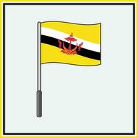 Brunei Darussalam Flag Cartoon Vector Illustration. Flag of Brunei Darussalam Flat Icon Outline