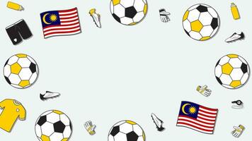 Football Background Design Template. Football Cartoon Vector Illustration. Tournament In Malaysia