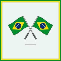 Flag of Brazil Cartoon Vector Illustration. Brazil Flag Flat Icon Outline