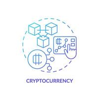 2D cryptocurrency gradient thin line icon concept, isolated vector, illustration representing digital currency. vector