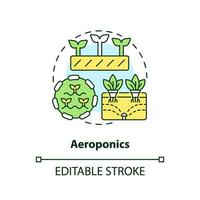 2D customizable aeroponics icon representing vertical farming and hydroponics concept, isolated vector, thin line illustration. vector