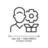 Pixel perfect editable black support icon, isolated vector, product management thin line illustration. vector