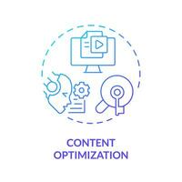 Gradient content optimization icon concept, isolated vector, AI for SEO thin line illustration. vector