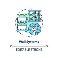 2D customizable wall systems icon representing vertical farming and hydroponics concept, isolated vector, thin line illustration. vector