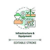 2D customizable infrastructure and equipment icon representing vertical farming and hydroponics concept, isolated vector, thin line illustration. vector