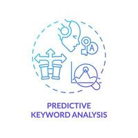 Gradient predictive keyword analysis icon concept, isolated vector, AI for SEO thin line illustration. vector