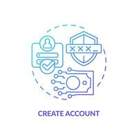 2D create account gradient thin line icon concept, isolated vector, illustration representing digital currency. vector