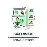 2D customizable crop selection icon representing vertical farming and hydroponics concept, isolated vector, thin line illustration. vector