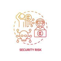 2D security risk gradient thin line icon concept, isolated vector, illustration representing digital currency. vector