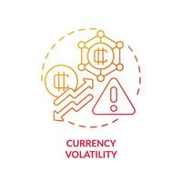 2D currency volatility gradient thin line icon concept, isolated vector, illustration representing digital currency. vector
