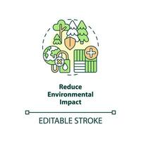 2D customizable reduce environmental impact icon representing vertical farming and hydroponics concept, isolated vector, thin line illustration. vector