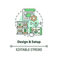 2D customizable design and setup icon representing vertical farming and hydroponics concept, isolated vector, thin line illustration. vector