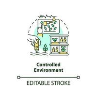 2D customizable controlled environment icon representing vertical farming and hydroponics concept, isolated vector, thin line illustration. vector