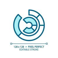 Radial chart light blue icon. Circular graph. Business information. Strategic goal. Data visualization. RGB color sign. Simple design. Web symbol. Contour line. Flat illustration. Isolated object vector