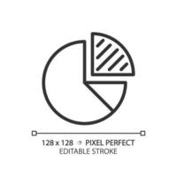 Pie chart linear icon. Circle divided. Business statistics. Statistical graphics. Data visualization. Thin line illustration. Contour symbol. Vector outline drawing. Editable stroke