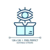 Pixel perfect editable blue product monitoring icon, isolated vector, product management thin line illustration. vector