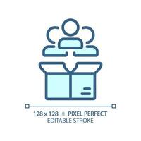 Pixel perfect editable blue customer icon, isolated vector, product management thin line illustration. vector