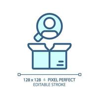 Pixel perfect editable blue customer focus icon, isolated vector, product management thin line illustration. vector