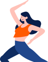 Hand Drawn female character doing yoga or meditating in flat style png