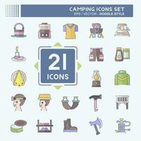 Icon Set Camping. related to Adventure symbol. doodle style. simple design editable. simple illustration vector