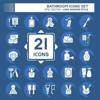 Icon Set Bathroom. related to Clinic symbol. long shadow style. simple design editable. simple illustration vector